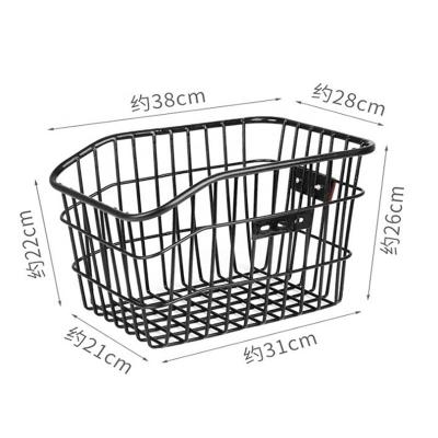 China Custom Black Bicycle Storage Rack Baskets Large Metal Wire Bike Basket 26*28*38cm for sale