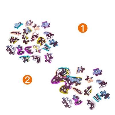 China DIY TOY Dinosaur 3D Jigsaw Puzzle Number Letter Puzzle Kindergarten Animal Educational Building Block Toy Wooden Toy for sale