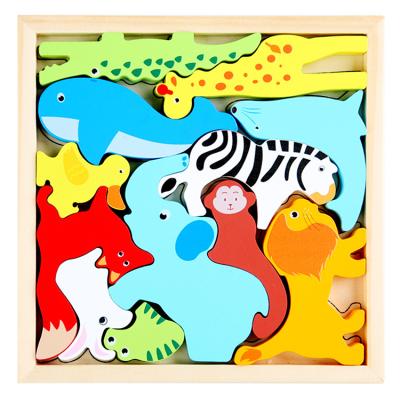 China Custom wholesale 3d puzzle theme wooden creative animal plant traffic DIY TOY puzzle early education children puzzle for sale