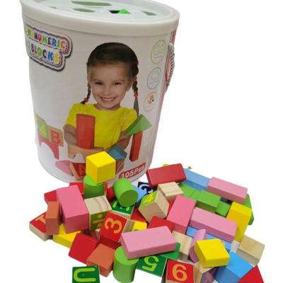 China 3d Building Toy Assembling Geometric Numbers Puzzle Early Education Diy Domino 105 Pieces Building Blocks Children's Toys for sale