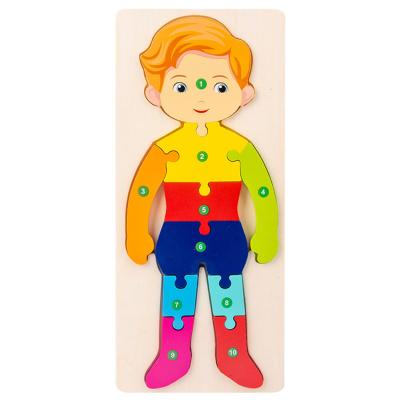 China DIY TOY Men Women Baby Early Educational Toys Spielzeug Jigsaw Children 3d Animal Wooden Puzzle Low Moq Large Sample for sale