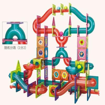 China Building Toy Magnet Marble Run Speedy Magnetic Tiles Race Track Building Block Toys PULL Back Learn Kit For Boys Girls for sale