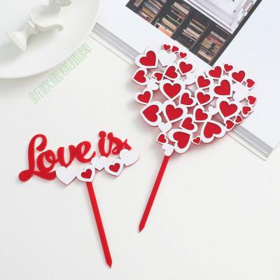 China Valentine's Day Gift& Hot Selling Wedding Festival Decoration 2021 Double-Layer Love Heart Acrylic Cake Topper For Wedding Valentines Day Decoration for sale