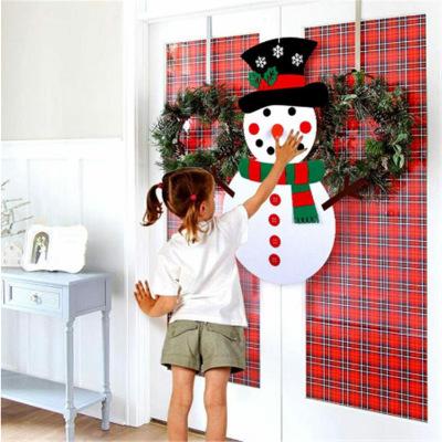 China Christmas Decoration Supplies 2020 DIY Felt Snowman Set Detachable Ornaments Christmas Wall Hanging Sets Christmas Decorations for sale