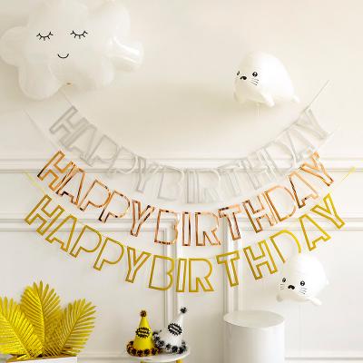 China Colorful Paper New Products Happy Birthday Paper Banner Bunting For Adults Kid Birthday Party Decoration Supplies for sale