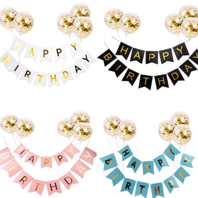 China Happy Birthday Paper Party New Products Decoration 12inch Hanging Confetti Balloon Set With Birthday Banner Latex Balloons Set for sale