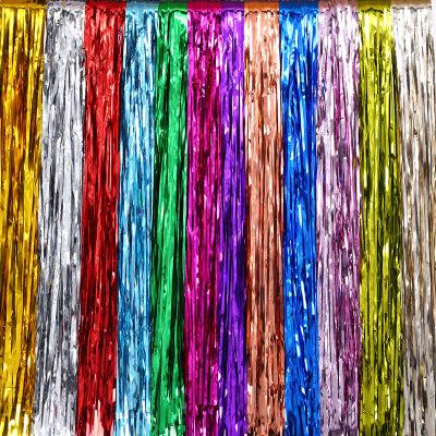 China PET 1x2m Tassel Curtains Rain Silk Curtain Balloons Decoration For Wedding Birthday Festival Party Background Wall Decor Supplies for sale