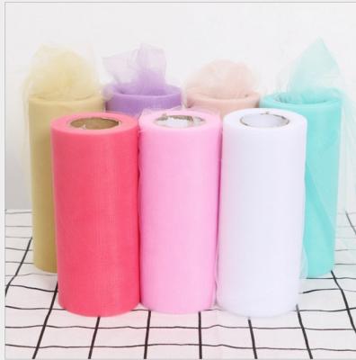 China Cheap Wedding Decoration Mesh Fabric White Pink Black 44 Colors Tulle Rolls Tulle TUTU Fabric For Wedding Supplies for sale