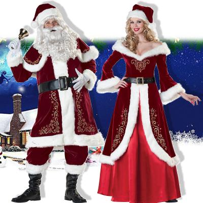 China European and American new Santa Claus suit 2021 bar nightclub stage annual meeting nylon hot couples Christmas suit for sale