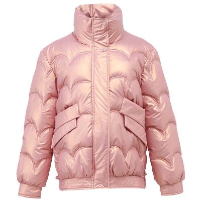 China 2022 New Fashion loose Anti-wrinkle thickened ladies zipper collar comic light weight down jacket for sale