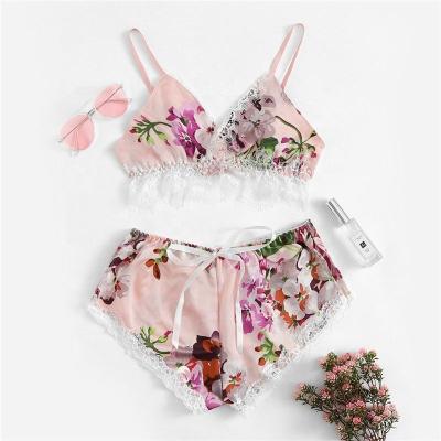 China Factory direct sales new home sexy underwear bride printed breathable two-piece set for sale