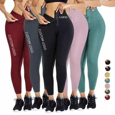 China New Antibacterial Shapewear Women's High Waist Slimming Comfortable Breathable High Stretch Yoga Pants Waist Trainer Leggings for sale