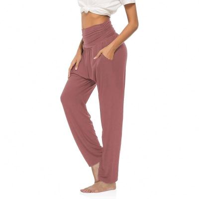 China Custom Anti-Wrinkle Ladies Gym Cotton Joggers Harem Pants With Pockets Loose Straight Wide Leg Sport Sweatpants For Women High Waist Pants for sale