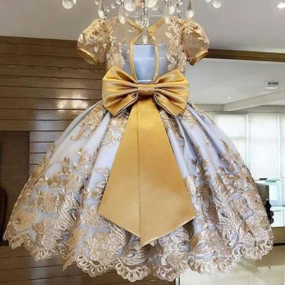 China High Quality Anti-Static Girls Holiday Princess Party Fancy Dress Mesh Embroidery Ball Gown Kid Wholesale Costume for sale