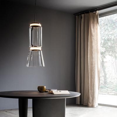 China High Art Pendant Lamp Cylinder Hotel Engineering 3 Modern Creative Customs Lead The Big Cone Tube Shade Glass Pendant Lamp for sale