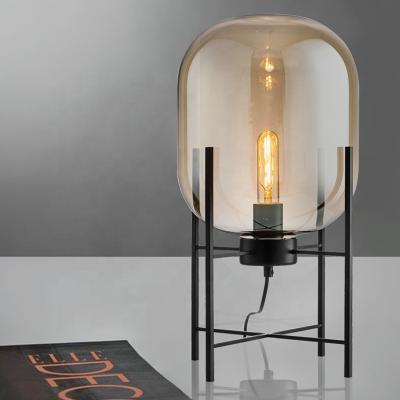 China Modern Decoration Oda Desk Lamp With Smoke Amber Glass Shade Table Lamp Living Room Newest Modern Design for sale