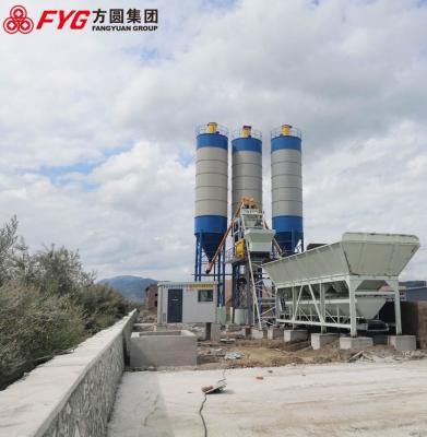 China HZS75 Automatic Concrete Mixing Plant mobile construction batching en venta