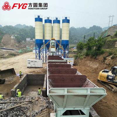 China HZS75 concrete mixing batching plant  station stationary type en venta