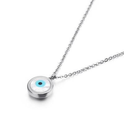 China 2021 Cool Summer Design Devils Eye Coin Drop Necklace Stainless Steel Pendant Necklace for sale