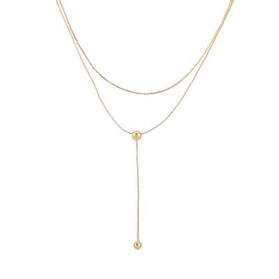 China Fashion Personalized Double Layer Geometric Chain Clavicle Necklace Alloy Pendant Necklace for sale