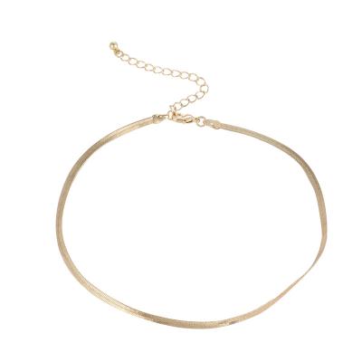 China New Design Hiphop Style Simple Fresh Gold Herringbone Zinc Alloy High Quality Chain Necklace for sale