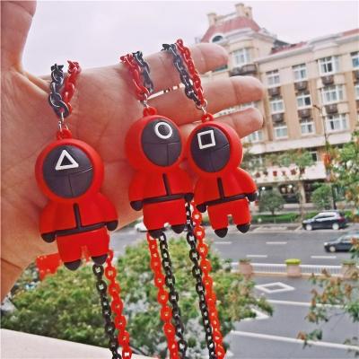 China FASHIONABLE Newcomer Cartoon Movie Squid Game Plastic Pendant Red Black Linked Chain Necklace for sale