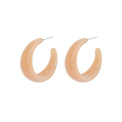 China Fashion Candy Color C Shape Smooth Outer Earrings Surround Circle Hoop Earrings Acrylic Earrings For Women for sale