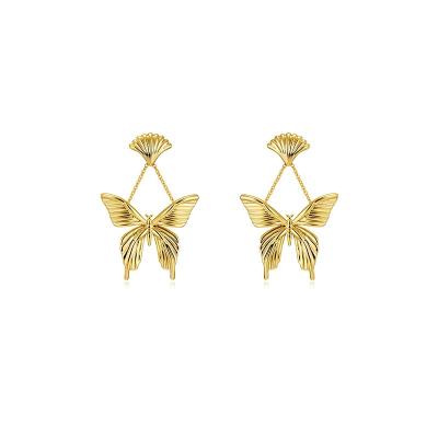 China New Arrival Customized Butterfly Ladies Fashion Gold Plated Drop Earring High Quality for sale