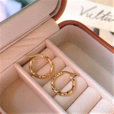 China TRENDY Fashion Minimalist 18k Gold Plated Hypoallergenic Stainless Steel Twisted Hoop Earrings for sale