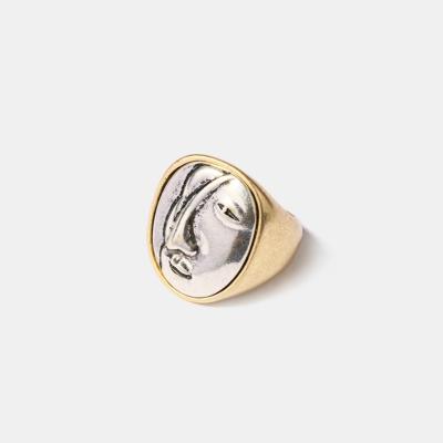 China Finger Ring For Ladies 2021 TRENDY Creative Gold Plated Alloy Jewelry Man Face Statement for sale