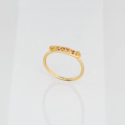 China Smooth Surface Romantic Real Gold Plated Jewelry Love Rings LOVE Letter Engraved Ring 2021 for sale