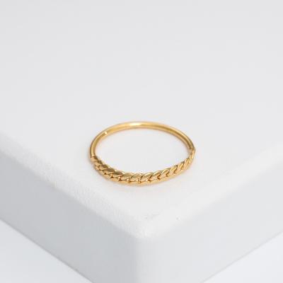 China Smooth Surface Minimalist Gold Plated Copper Alloy Brass Jewelry Twisted Finger Ring For Women for sale