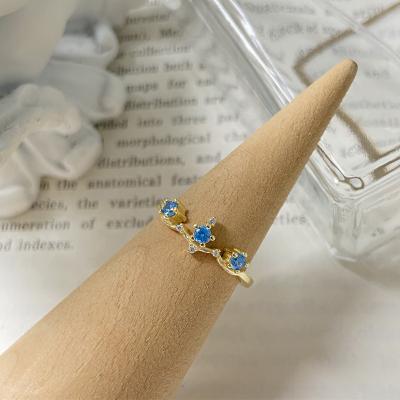 China 2021 Trendy Trendy Blue Rings 925 Sterling Silver Vintage Women's Cubic Zirconia Ring for sale