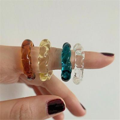 China Chunky Candy Colorful Cute Transparent Acrylic Resin Geometric Acid Aesthetic Ring for sale