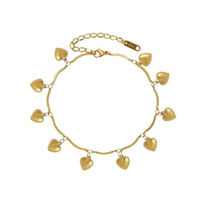 China New style ladies heart smooth outdoor creative exquisite gold plated pendant anklets for sale