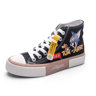 China 2020 new women's shoes high top lightweight cartoon cute student hand-painted casual canvas shoes for sale