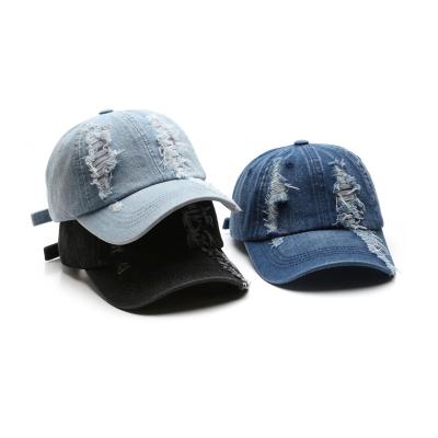 China JOINT Fashion Vintage Denim Solid Color Casual Baseball Cap White Baseball Cap Custom Baseball Hat for sale