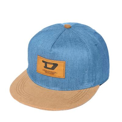 China Snapback 6 JOINT Flat Brown Snapback Underbrim Patch Hats And Panel Logo Leather Jeans Cap Sports Hats For Men for sale