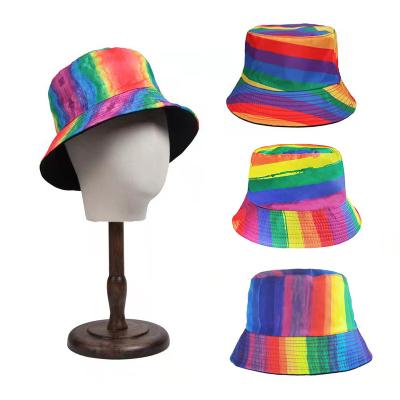 China Daliy wear wholesale spring fisherman hat color matching flat hat and summer new double-sided rainbow for sale