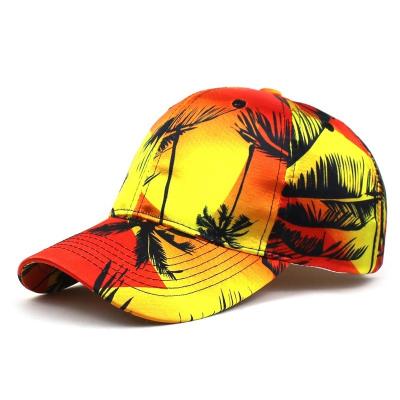 China New COMMON summer printed thin outdoor baseball hats tropical dad hat baseball cap vacation beach style for sale