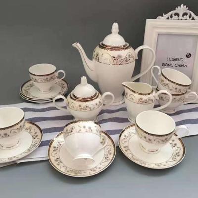 China Viable Rim Painted Ceramic Bone China 17pc Coffee Set Tea Set Fine Royal Gold Porcelain - wcy2 for sale