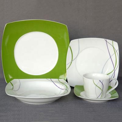 China Viable square shape for high quality 20 pcs dinner set china factory cheap price for sale