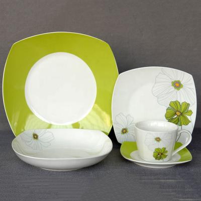 China Factory Supply Sustainable Factory Supply Wholesale Dinner Set Porcelain 20pcs Square Shape for sale