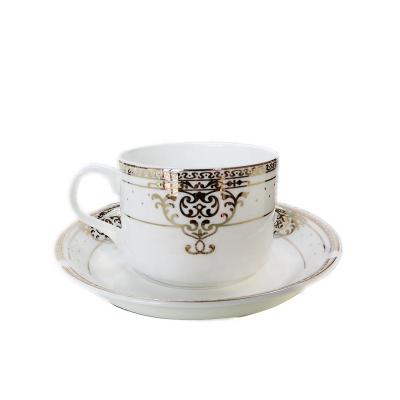 China Factory direct decal high quality gold bone china vintage ceramic cup and saucer for sale