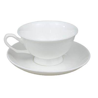 China Tangshan Luxury Viable Bone China White Tea Coffee Cup And Saucer Set for sale