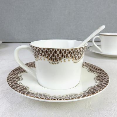 China Viable Luxury Fine Ceramic Bone China Tea Cup Coffee Cup European Gift Set 6 Cup Saucer 6 for sale