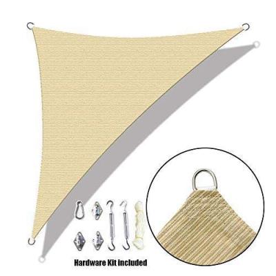 China Beige 5mX5mX5m Trianglesun Strength 230GSM Outdoor Pool Privacy Net Shade Sail Height Firm Shade Screen for sale