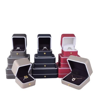 China Luxury PU Leather + Plastic Custom Jewelry Box Luxury Jewelry Packaging Box for sale