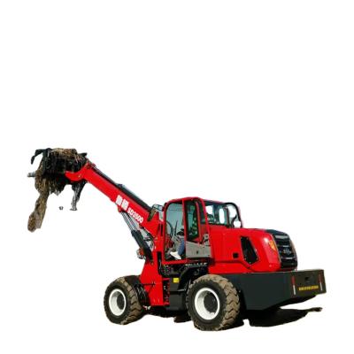 China Hotels LUZUN 3ton diesel engine 4*4 wheel drive mini telescopic loader long boom wheel loader with grass grapple for sale