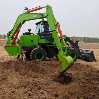 China Hotels Diesel Engine 76kw Rated Load 2ton Mobile Backhoe Loader Wheel Backhoe Factory Price for sale